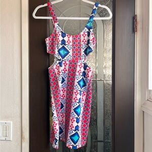 Charlotte Russe Red and Blue Geometric Dress